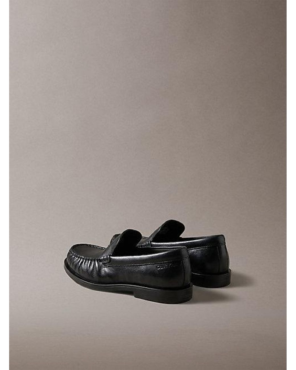 Calvin Klein Gray Thea Leather Pleated Loafers