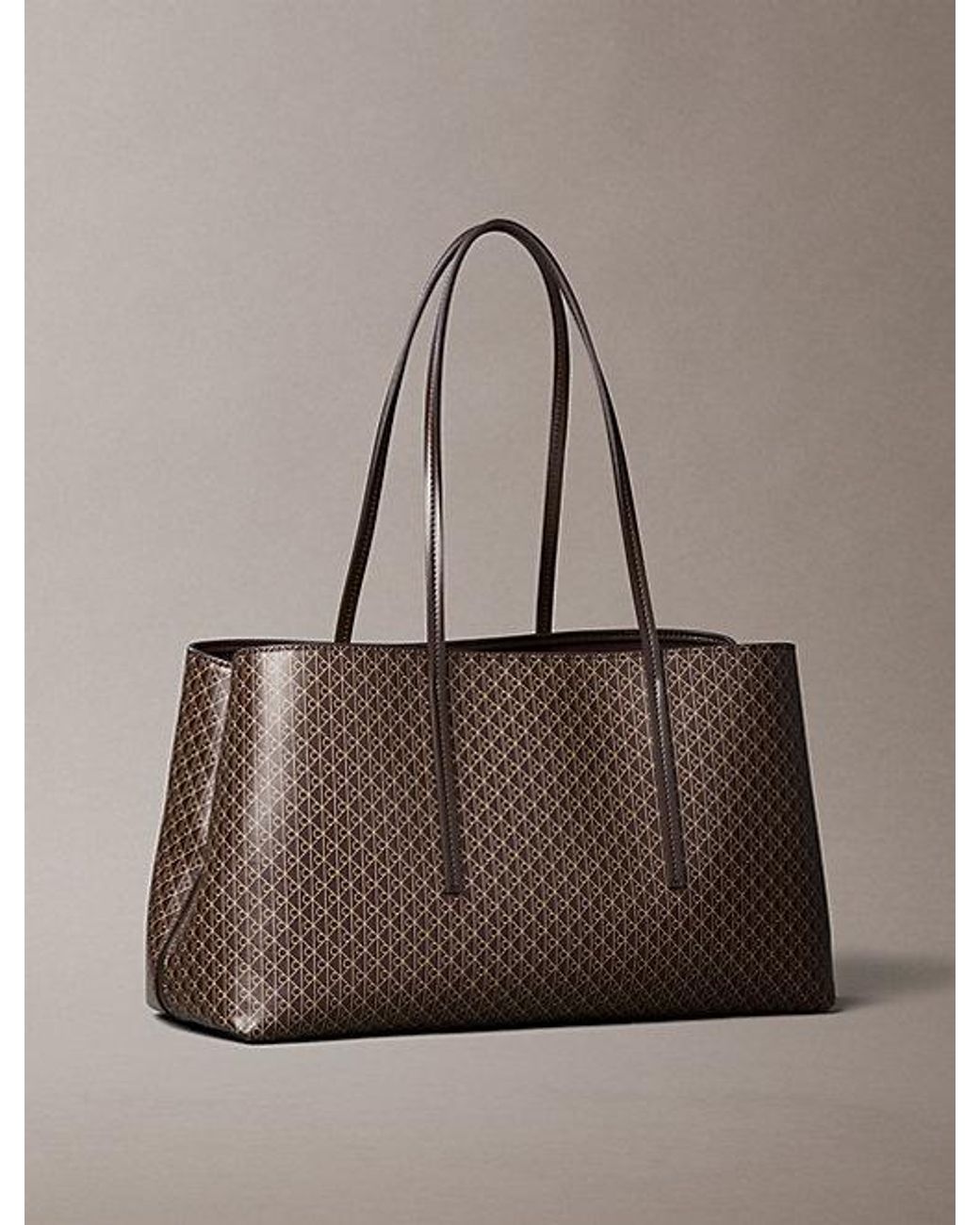Calvin Klein Brown Allover Emblem Logo Tote Bag