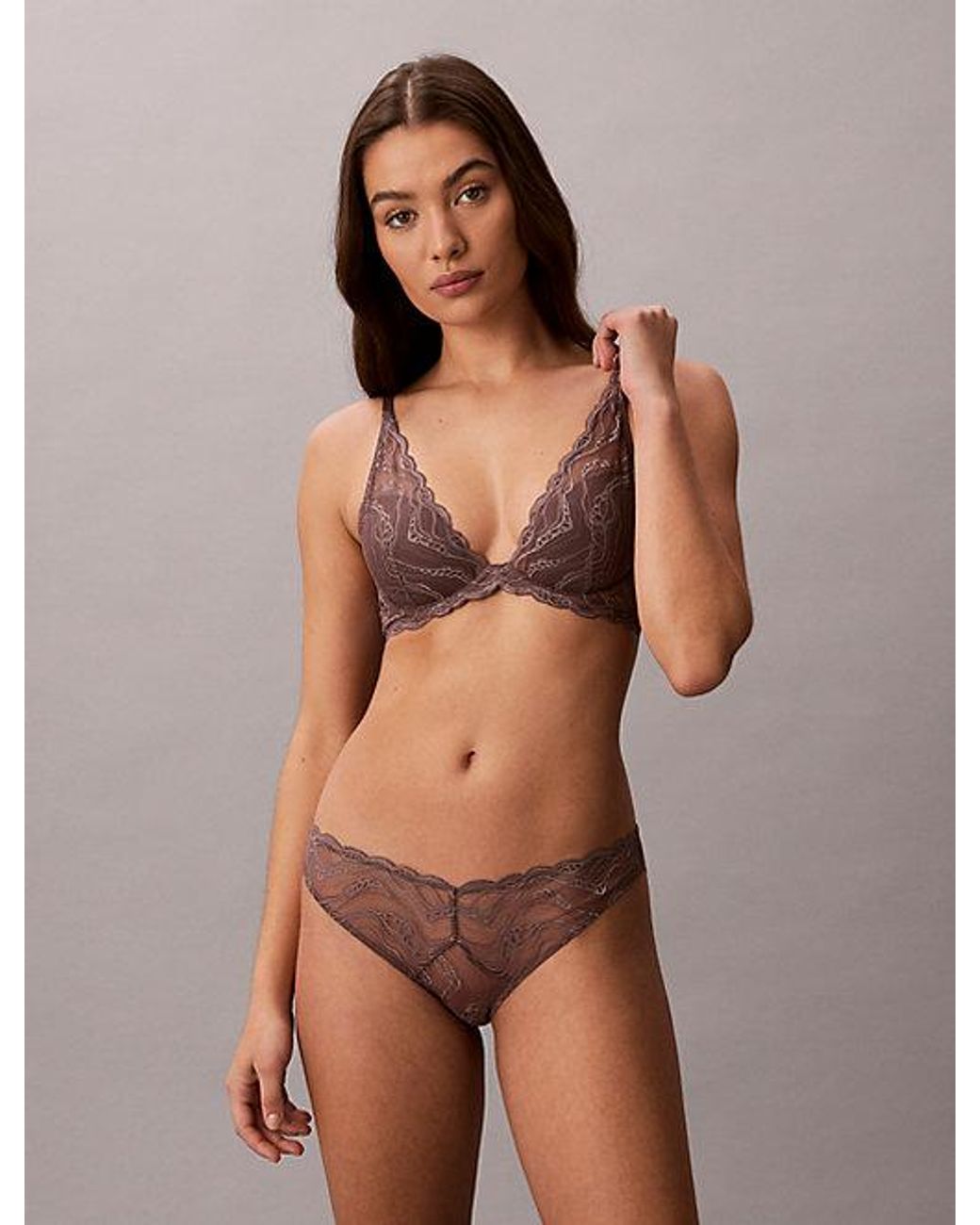 Calvin Klein Brown Bikini Briefs Eternal Stretch Lace