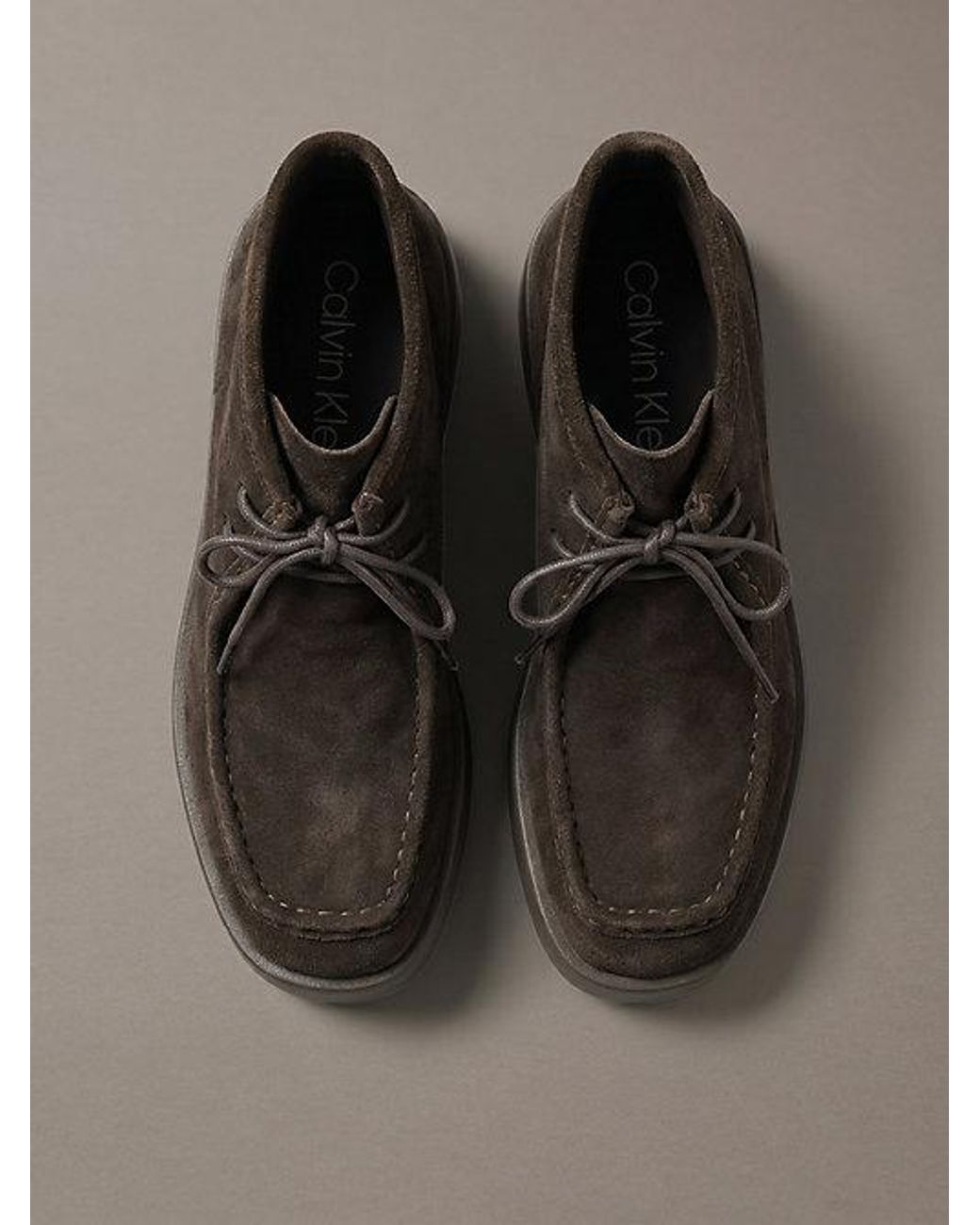 Calvin Klein Brown Suede Platform Desert Boots