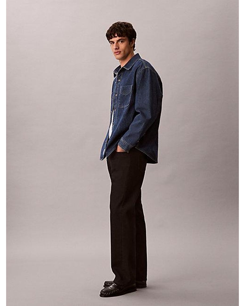 Calvin Klein Blue Jeans 90S Logo Denim Overshirt for men