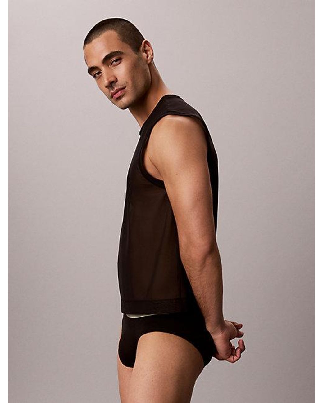 Calvin Klein Black Jeans Sheer Mesh Tank Top Pride for men