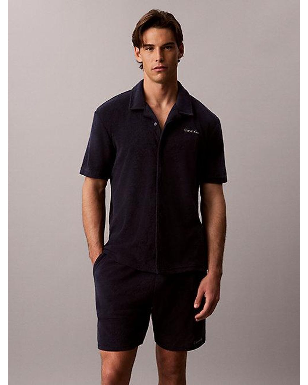 Calvin Klein Black Classic Short Sleeve Beach Shirt for men