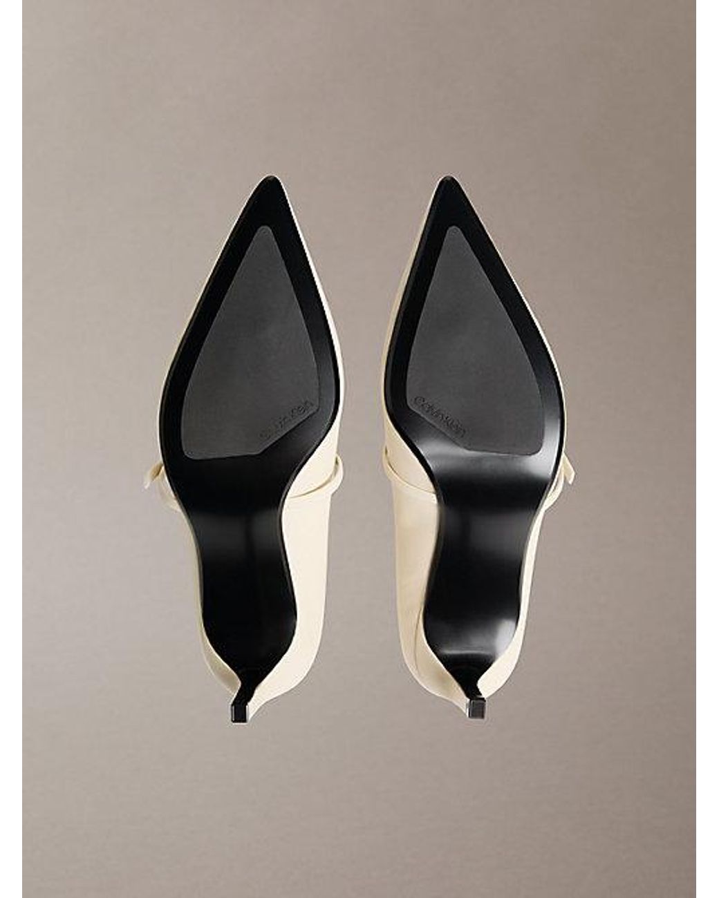 Calvin Klein Natural Peggy Leather Mary Jane Stiletto Pumps