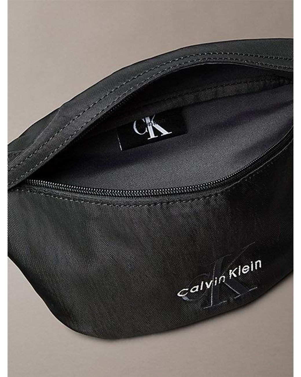 Calvin Klein Black Nylon Signature Logo Bum Bag for men
