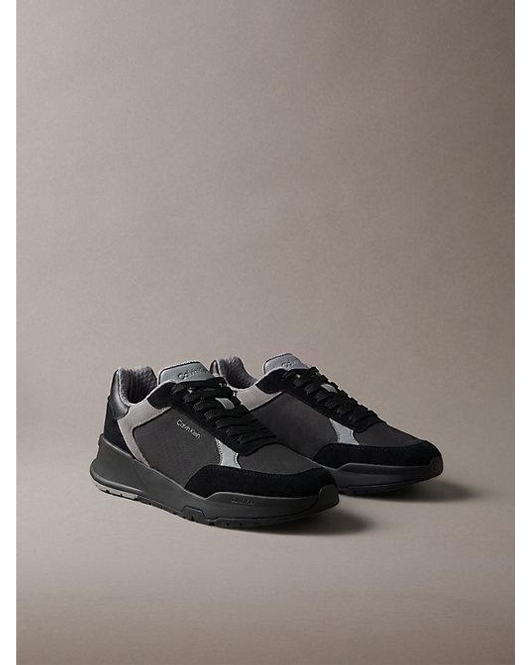 Calvin Klein Gray Suede Chunky Dad Trainers for men