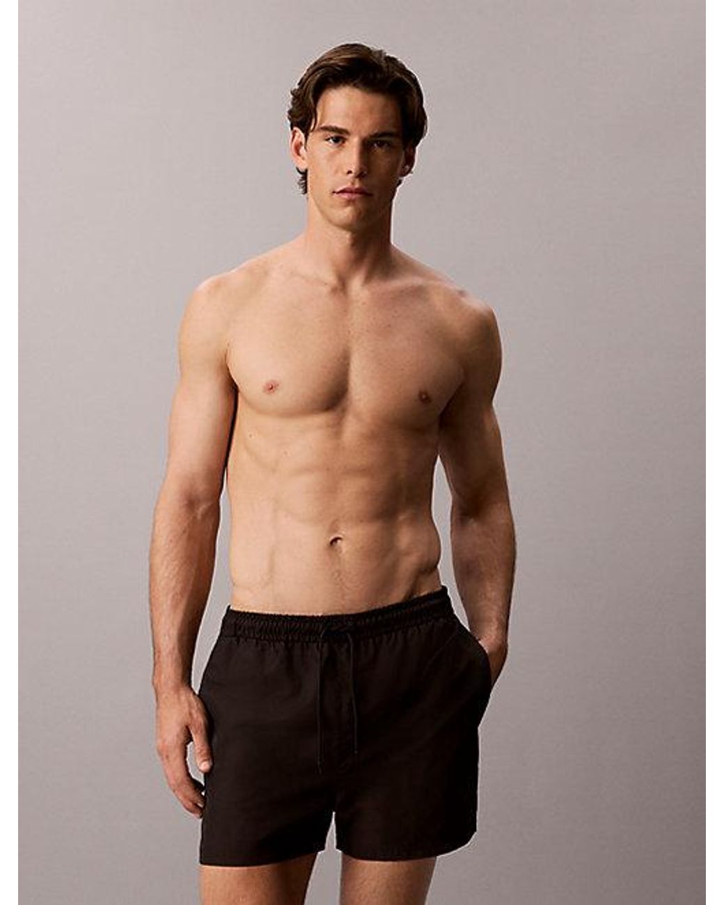 Calvin Klein Black Short Drawstring Swim Shorts Essentials for men