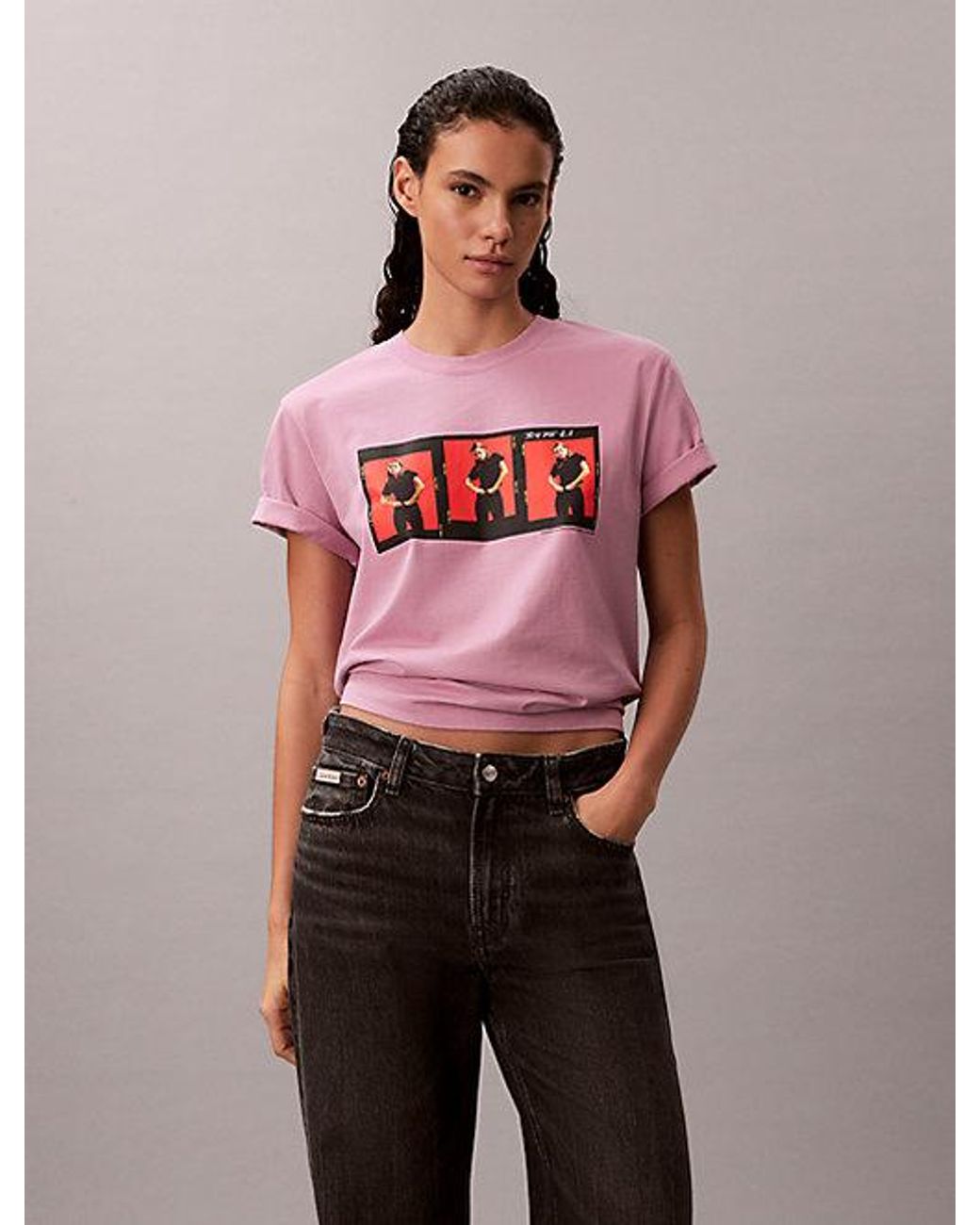 Calvin Klein Pink Kate Moss Graphic Boxy T-Shirt
