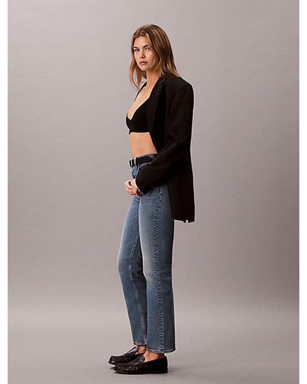 Calvin Klein Blue High Rise Straight Jeans
