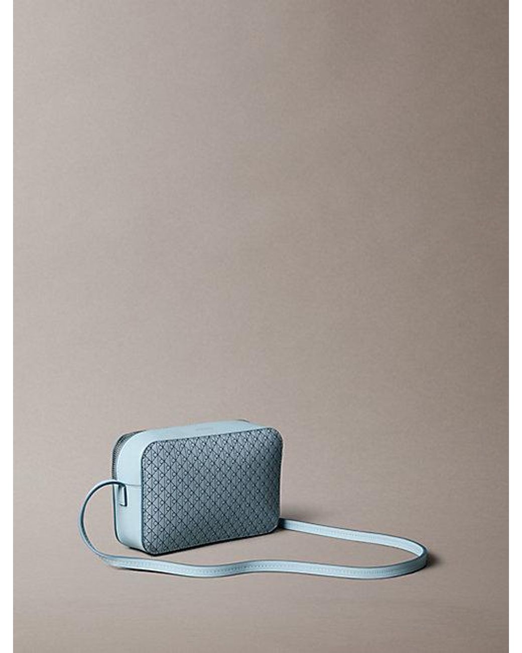 Calvin Klein Blue Allover Emblem Logo Camera Bag