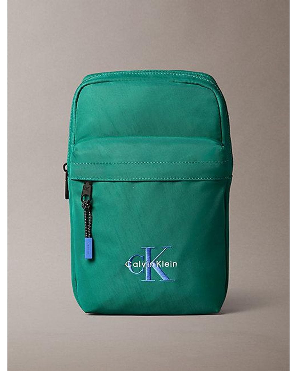 Calvin Klein Green Nylon Signature Logo Sling Bag for men
