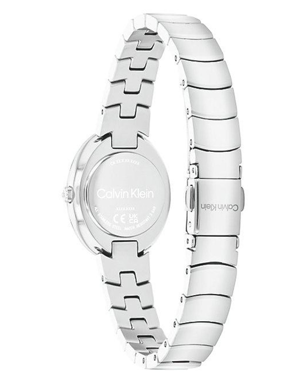 Calvin Klein White Oval Twisted Bezel Bracelet Watch
