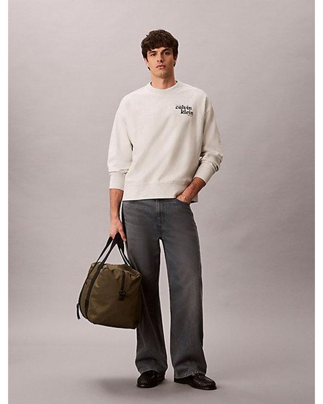 Calvin Klein Natural Jeans Premium Cotton Terry Logo Sweatshirt for men