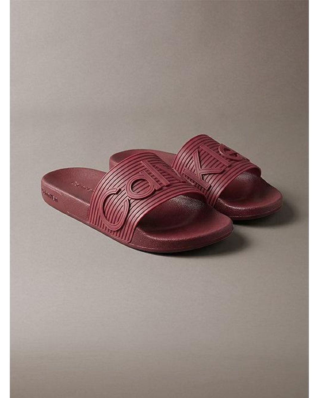 Calvin Klein Brown Nemo Contoured Emblem Logo Sliders for men