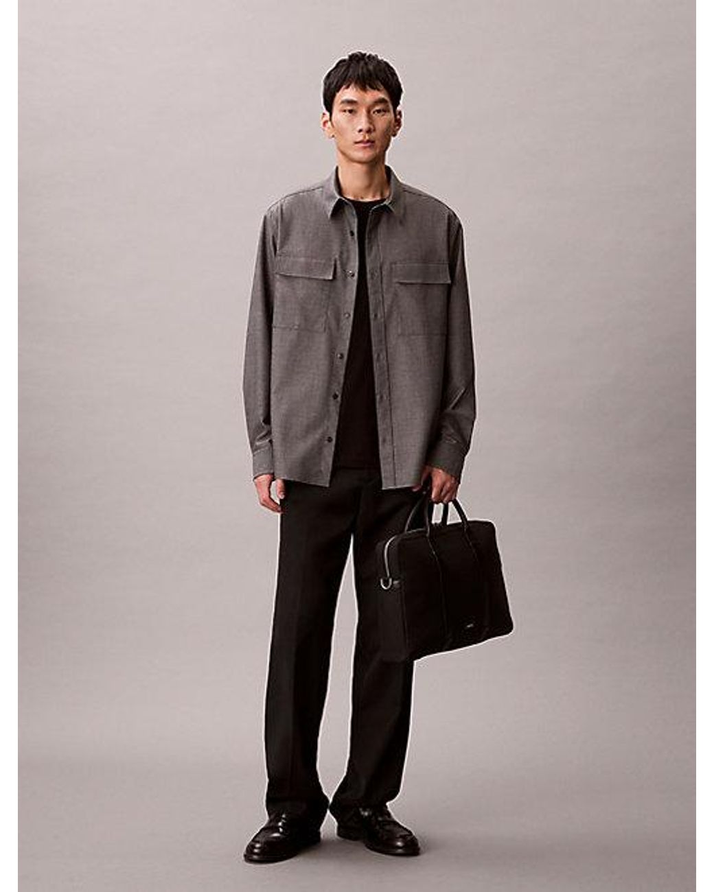 Calvin Klein Gray Embossed Woven Commuter Bag for men