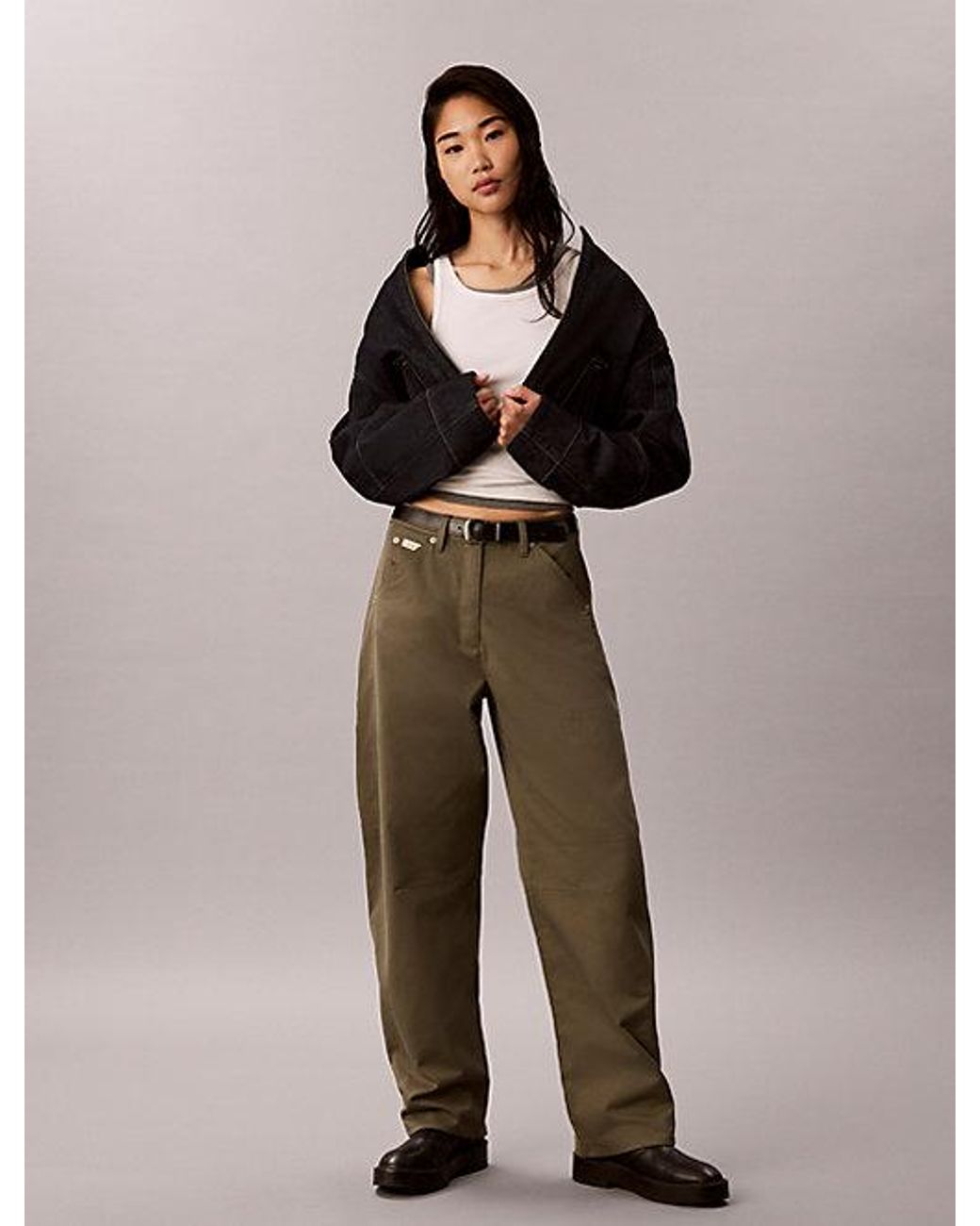 Calvin Klein Green Jeans Cotton Twill Utility Trousers