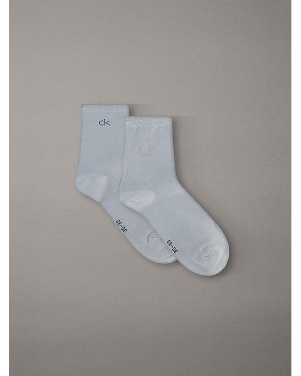 Calvin Klein Gray 2 Pack Soft Cotton Metallic Ankle Socks