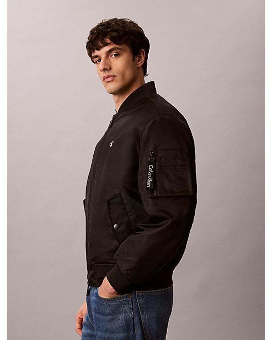 Calvin Klein Blue Jeans Nylon Bomber Jacket for men