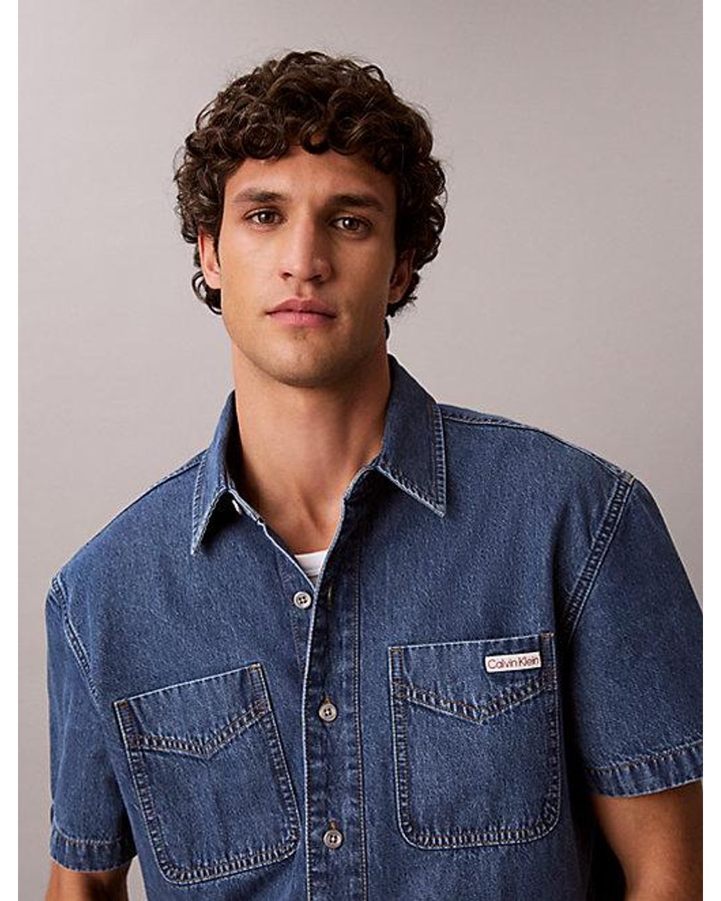 Calvin Klein Blue Jeans Boxy Denim Short Sleeve Shirt for men