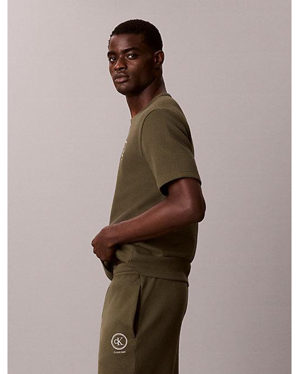 Calvin Klein Brown Brushed Waffle Pyjama T-Shirt for men