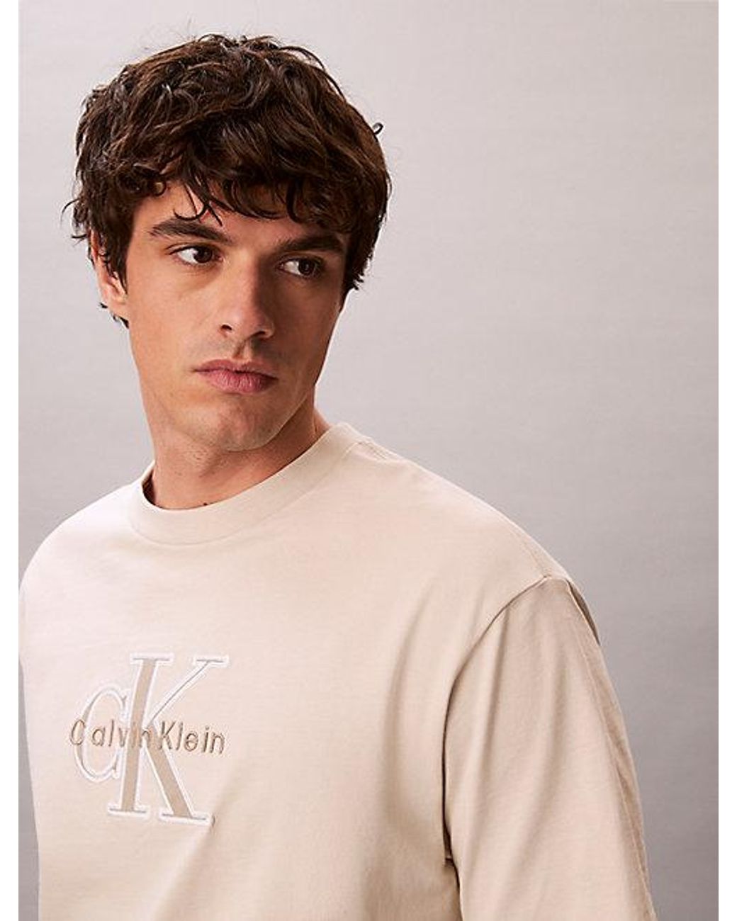 Calvin Klein Gray Jeans Relaxed Logo Appliqué T-Shirt for men