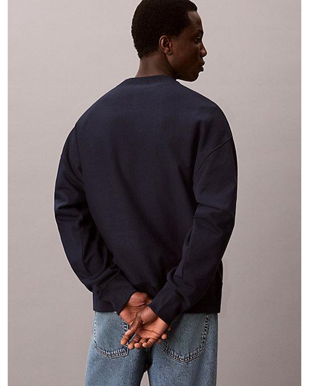 Calvin Klein Blue Jeans Relaxed Monogram Sweatshirt for men