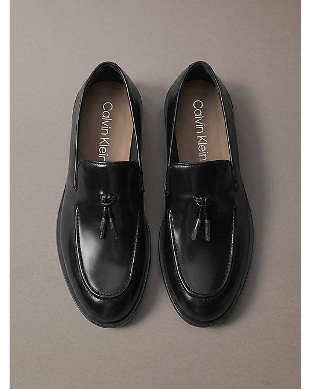 Calvin Klein Gray Theo Leather Tassle Loafers for men