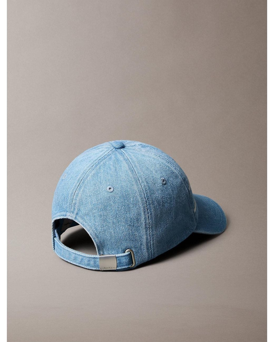 Calvin Klein Blue Denim Varsity Monogram Logo Baseball Cap for men