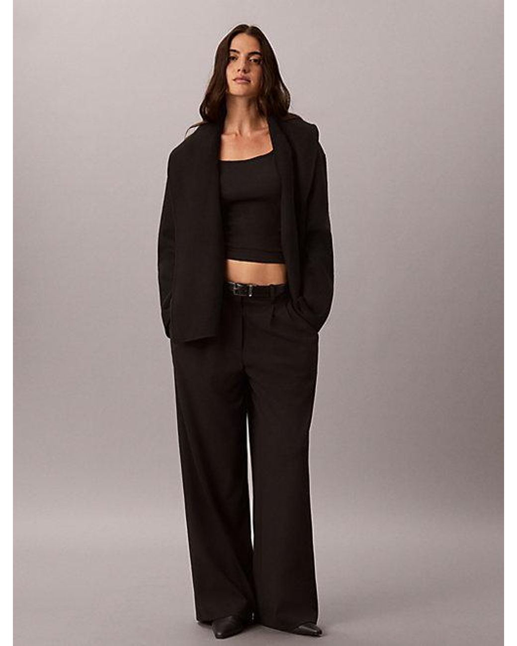 Calvin Klein Black Shawl Hip Coat