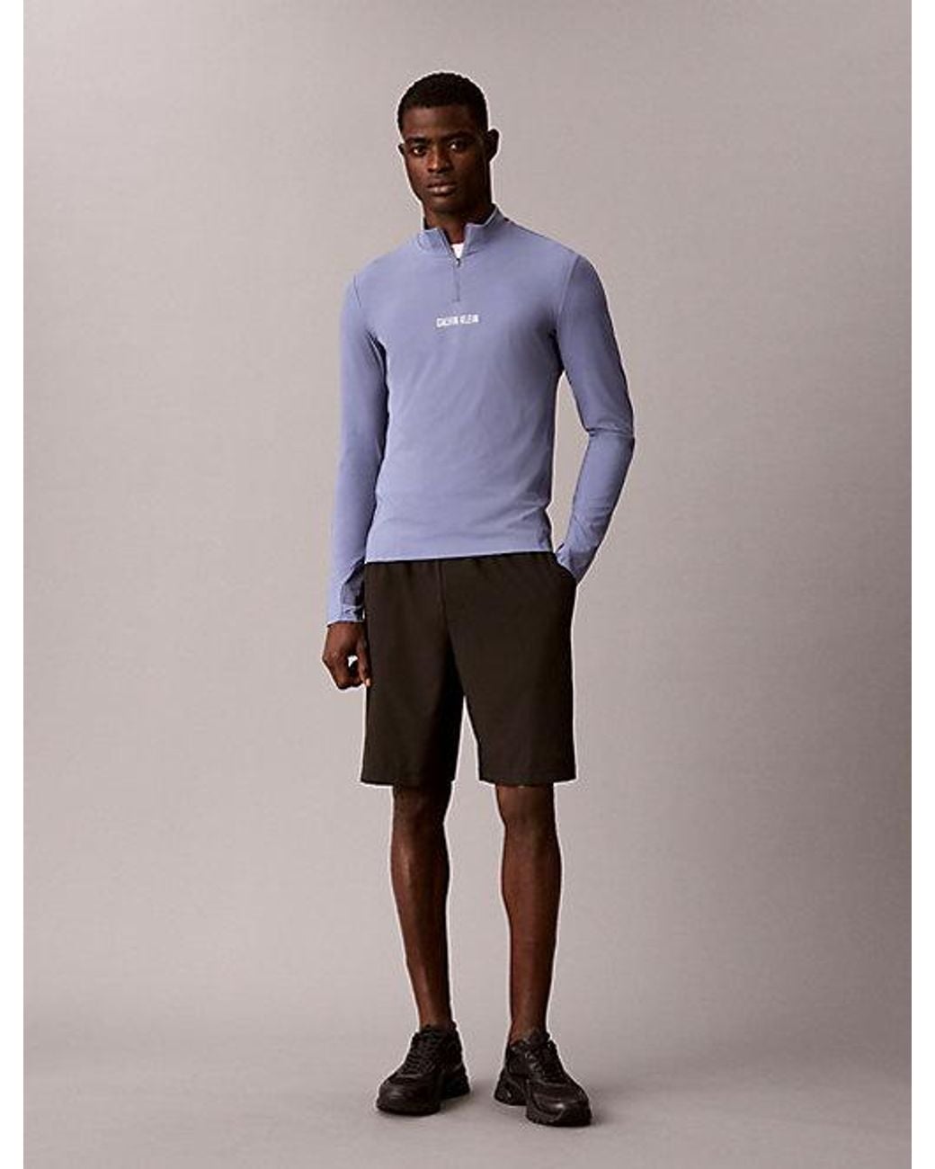 Calvin Klein Purple Sport Performance 1 4 Zip Long Sleeve Gym T-Shirt for men