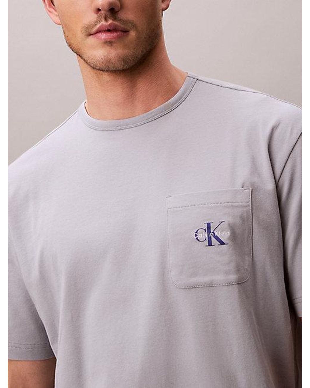 Calvin Klein Purple Pyjama T-Shirt Icon Cotton Stretch Graphic for men