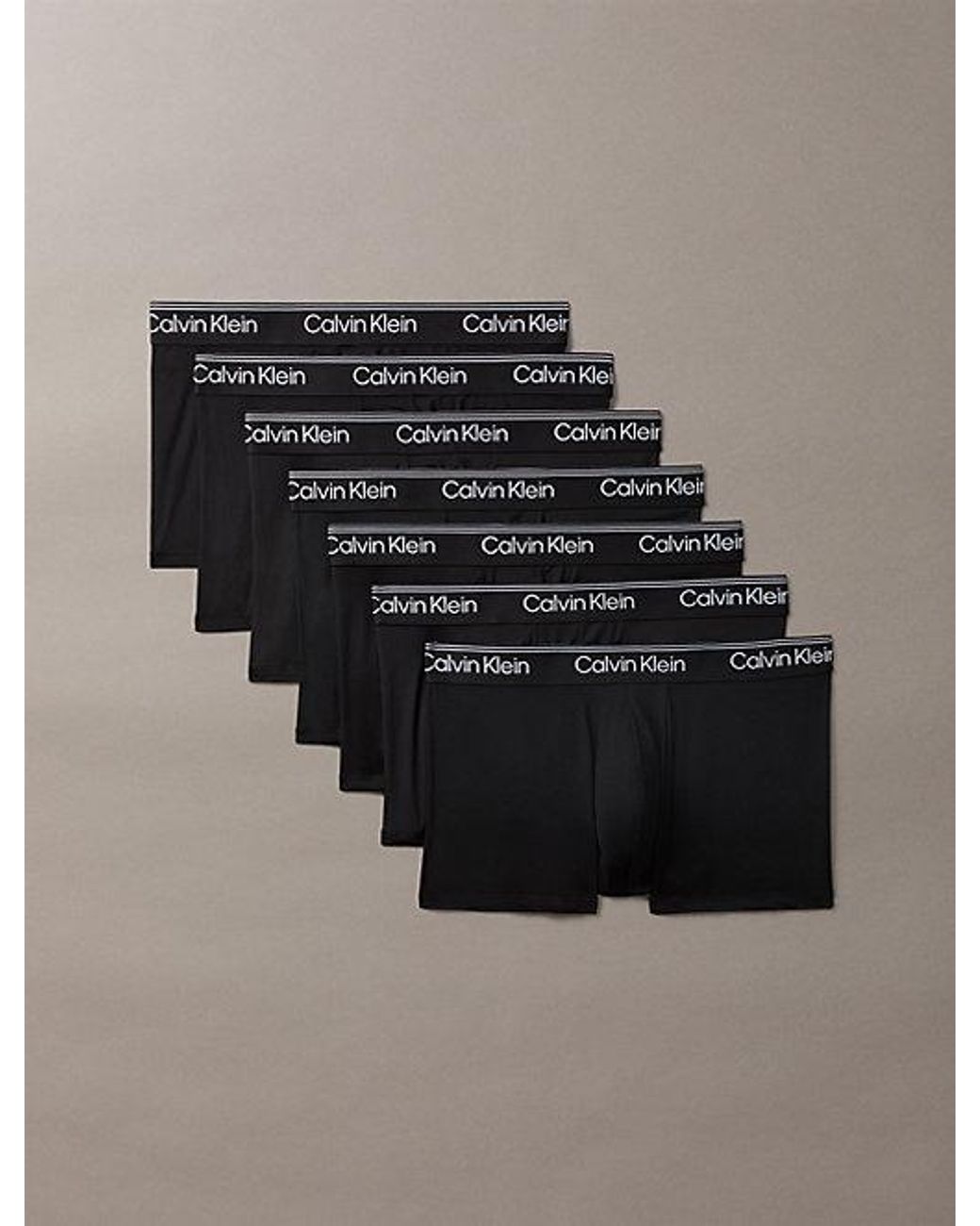 Calvin Klein Black 7 Pack Low Rise Trunks Micro Stretch for men