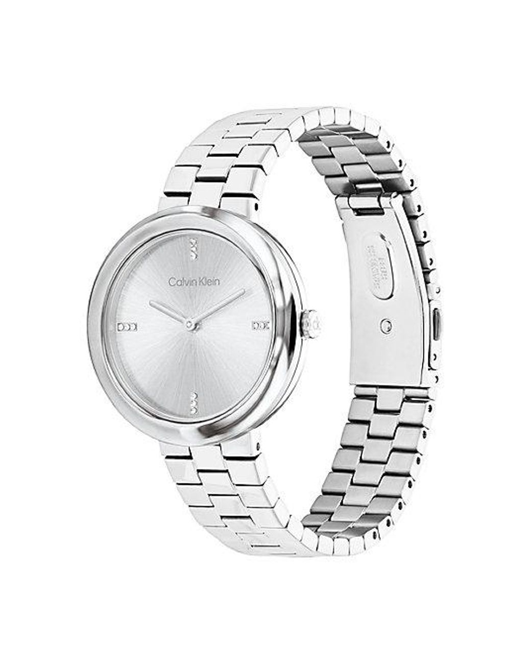 Calvin Klein White Twisted Bezel Bracelet Watch