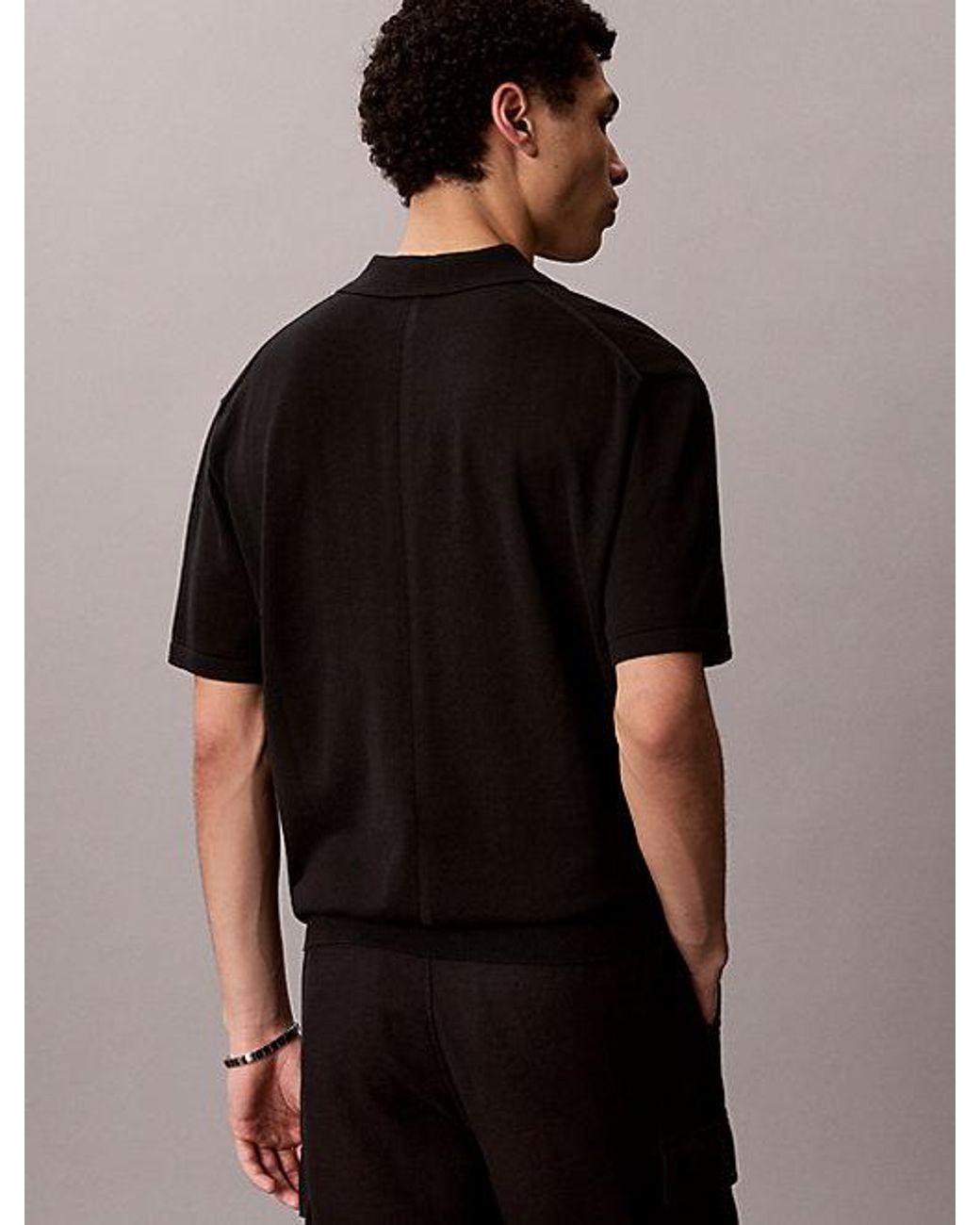 Calvin Klein Black Supima Cotton Knit Polo Shirt for men