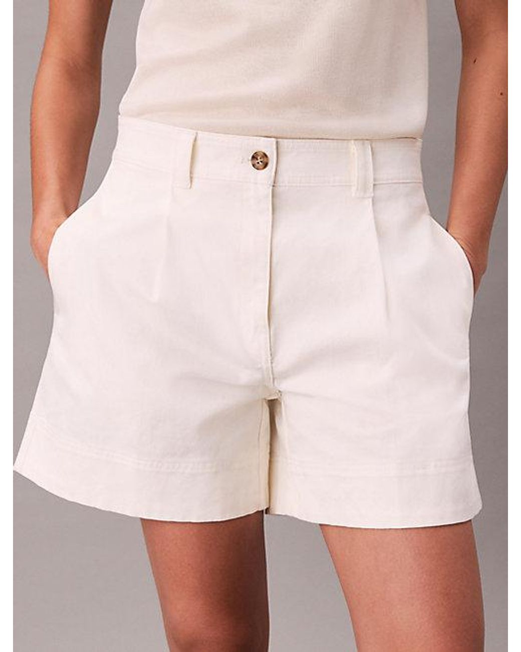 Calvin Klein Natural Pleated Bermuda Shorts