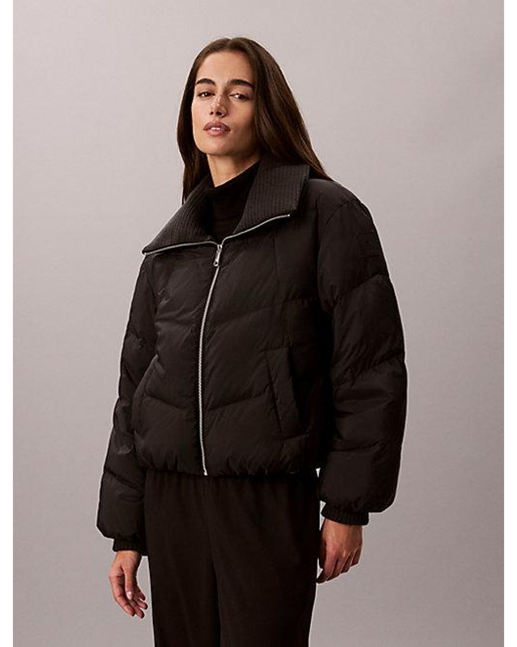 Calvin Klein Black Jeans Short Down Puffer Jacket