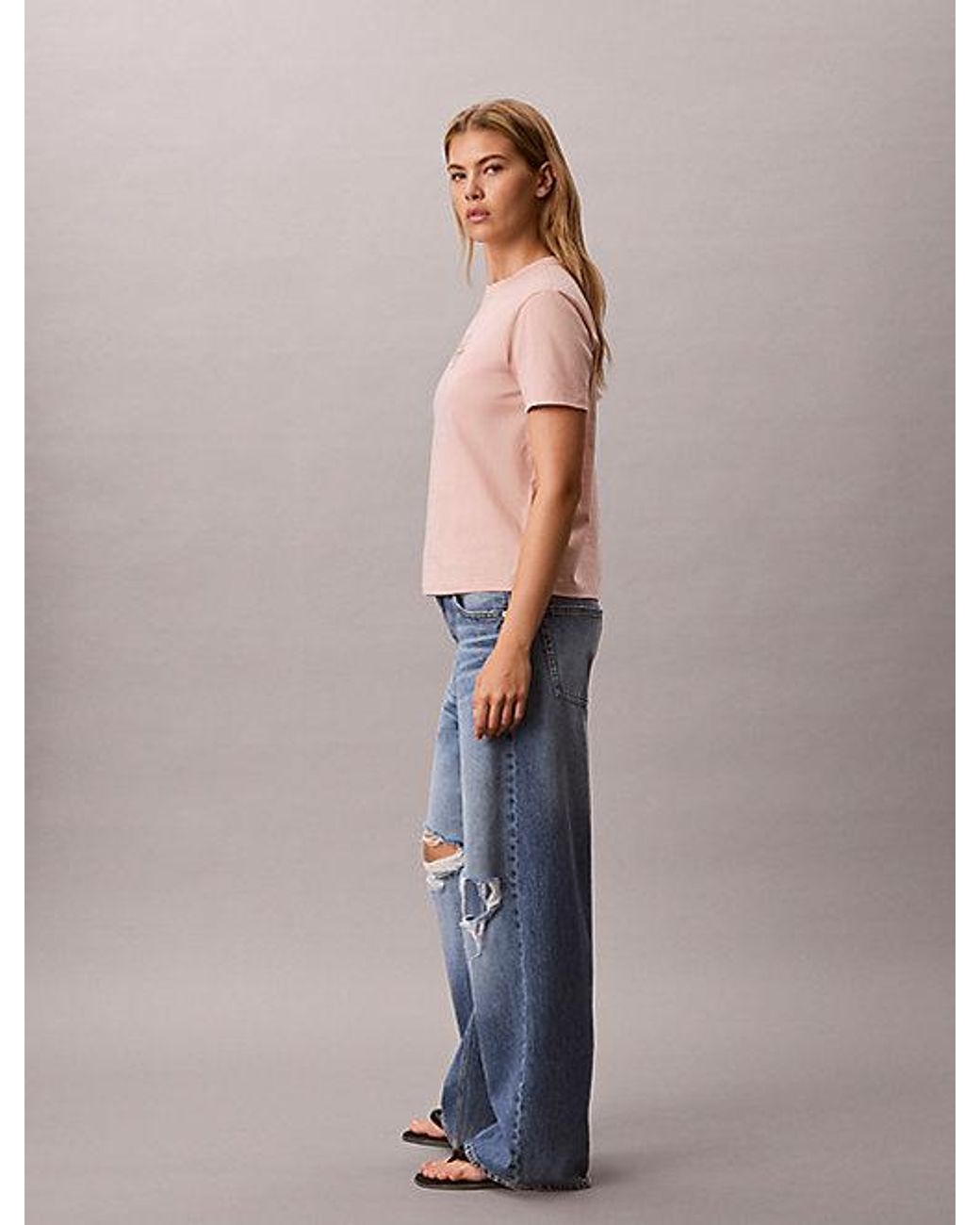 Calvin Klein Multicolor Jeans Glossy Metallic Logo T-Shirt