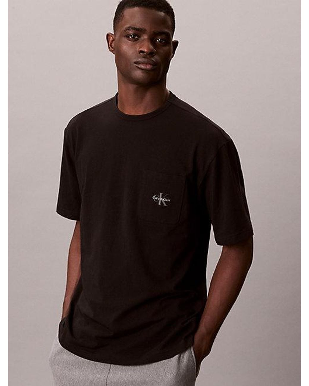 Calvin Klein Black Pyjama T-Shirt Icon Cotton Stretch Graphic for men