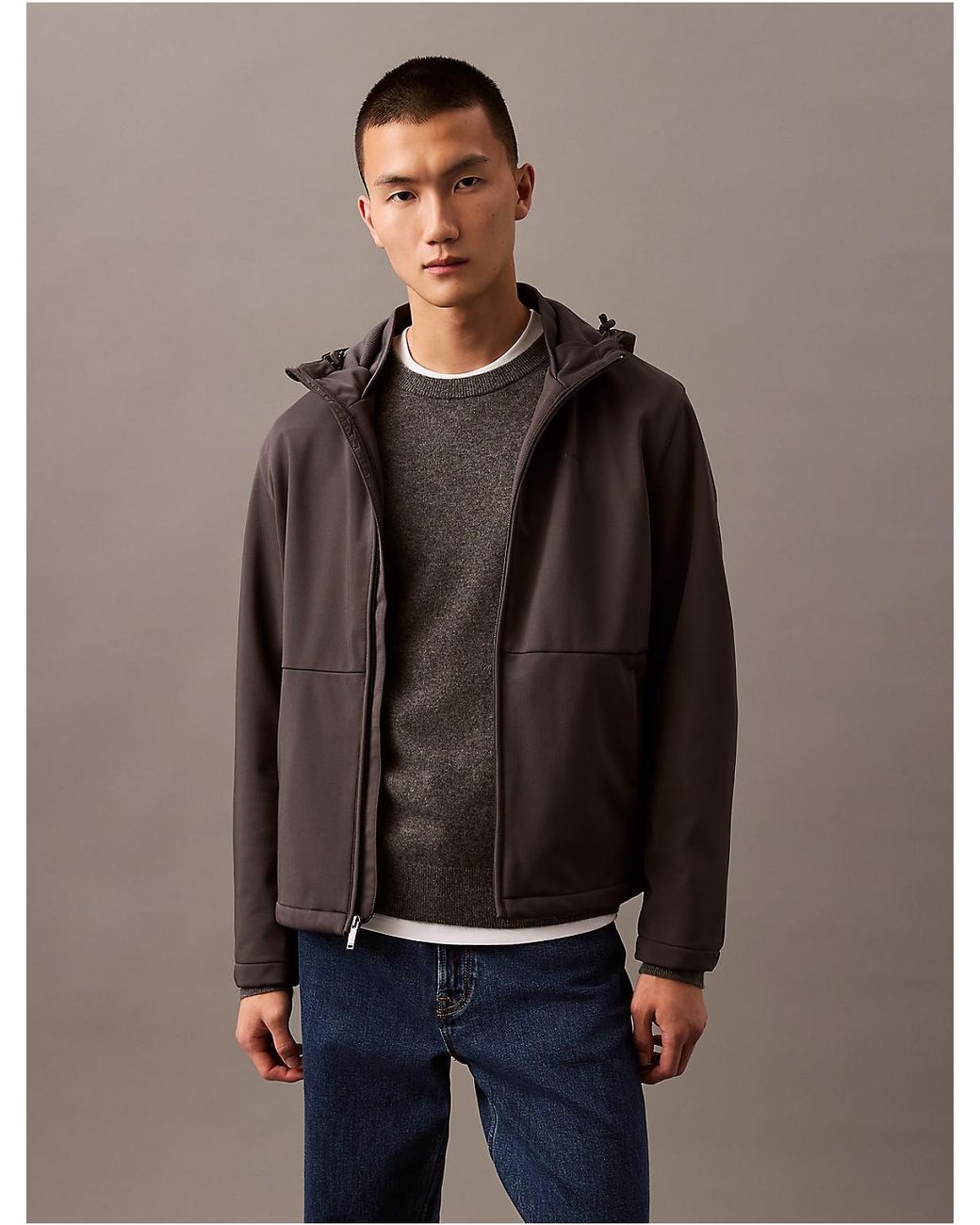 Calvin Klein Gray Lined Soft Shell Jacket for men