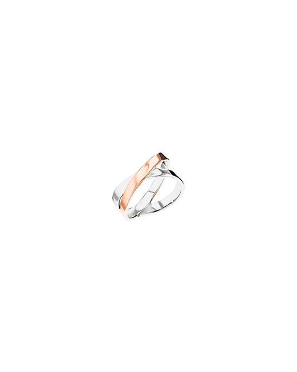 Calvin Klein White Two Tone Elliptical Ring