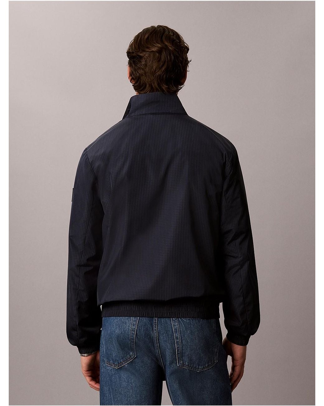 Calvin Klein Black Nylon Grid Bomber Jacket for men
