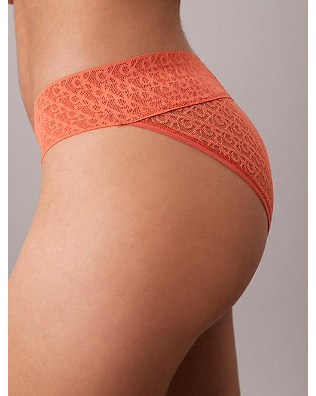 Calvin Klein Orange Low Rise Bikini Briefs Icon Logo Lace