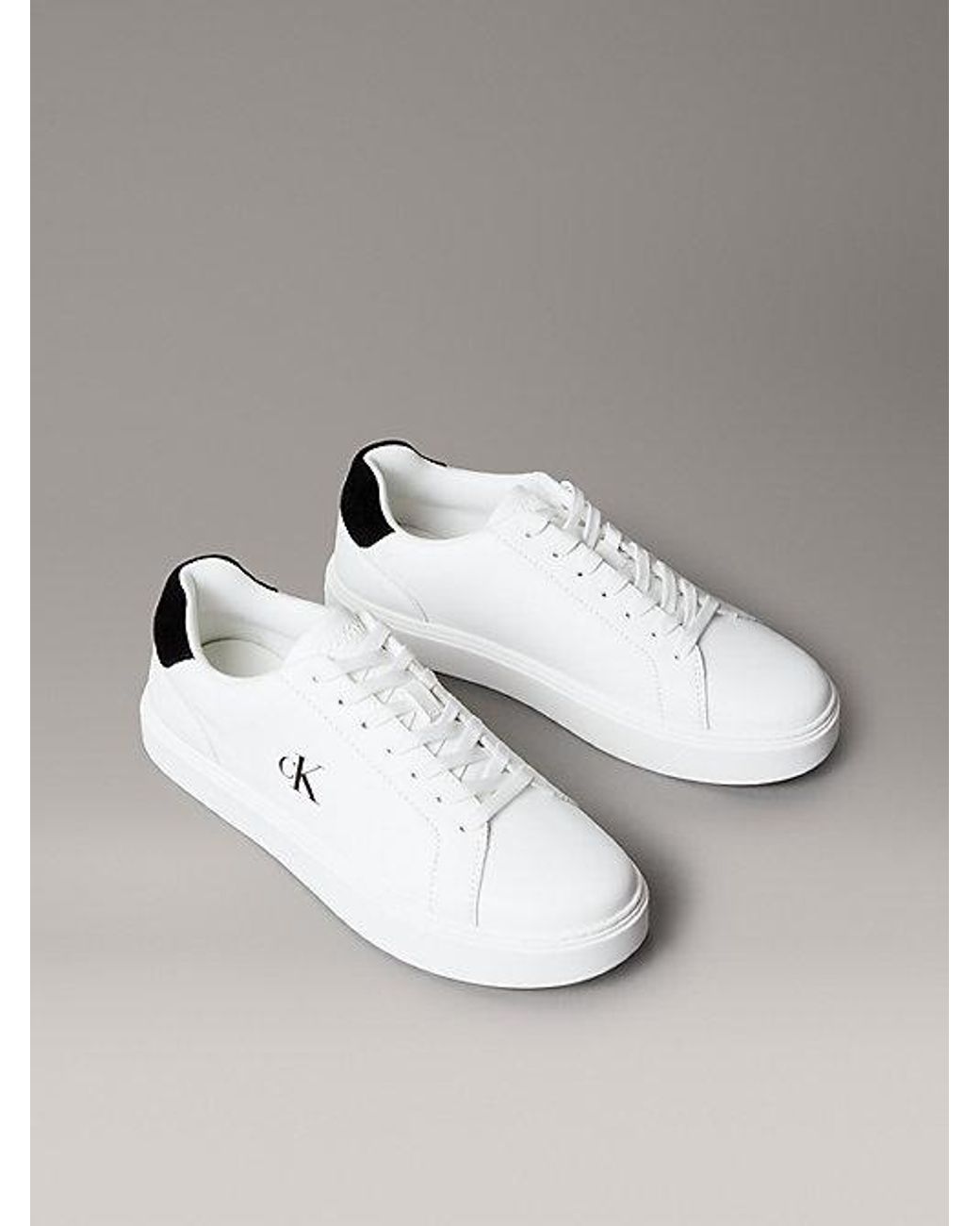 Calvin Klein Metallic Leather Signature Logo Trainers for men
