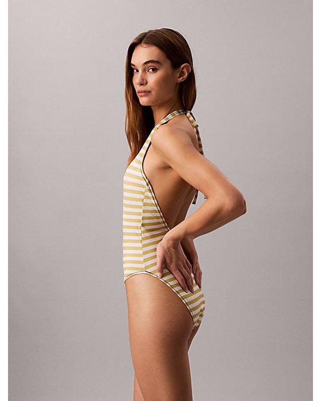 Calvin Klein Plunge Badpak in het Multicolor