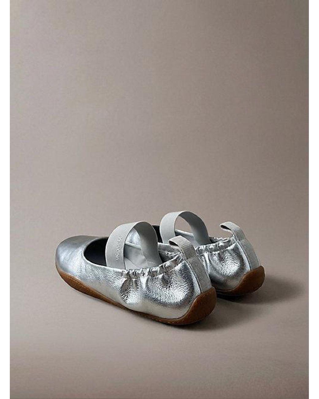 Calvin Klein Gray Metallic Leather Hybrid Ballet Trainers