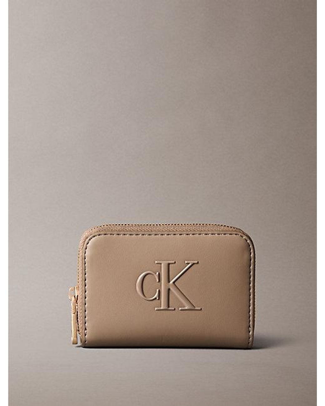 Calvin Klein Brown Monogram Zip Around Wallet