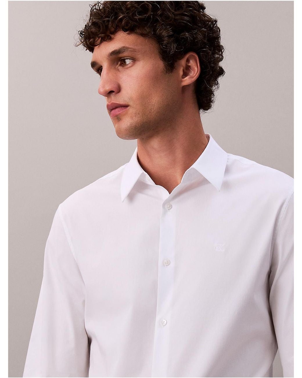 Calvin Klein Gray Slim Stretch Button-Down Shirt for men