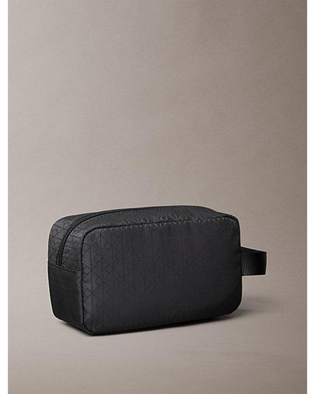 Calvin Klein Black Allover Emblem Logo Jacquard Wash Bag for men