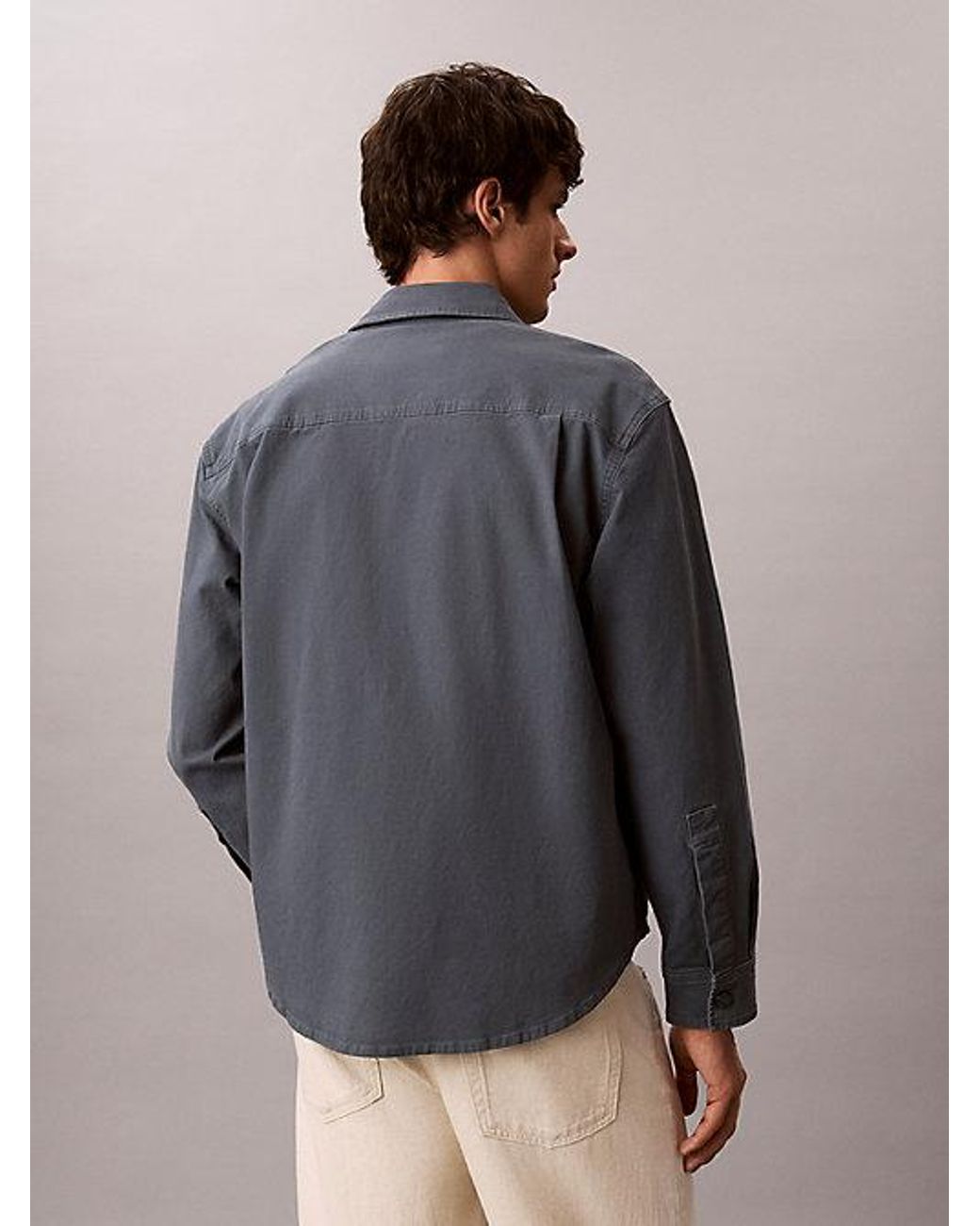 Calvin Klein Gray Jeans Cotton Canvas Shirt Jacket for men