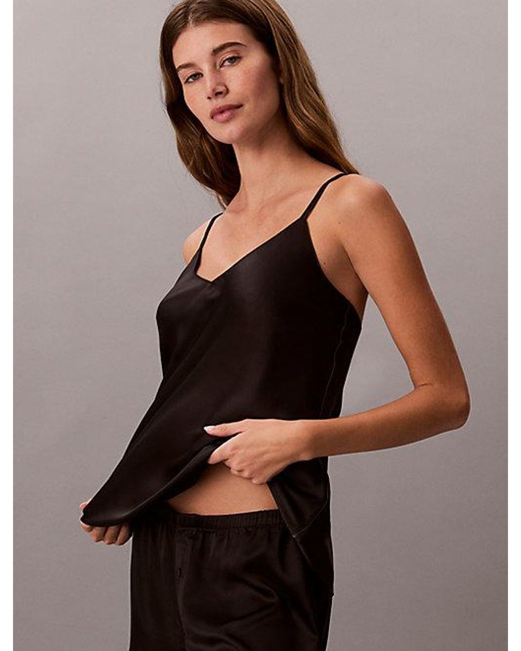 Calvin Klein Brown Camisole Pyjama Top Minimalist Satin